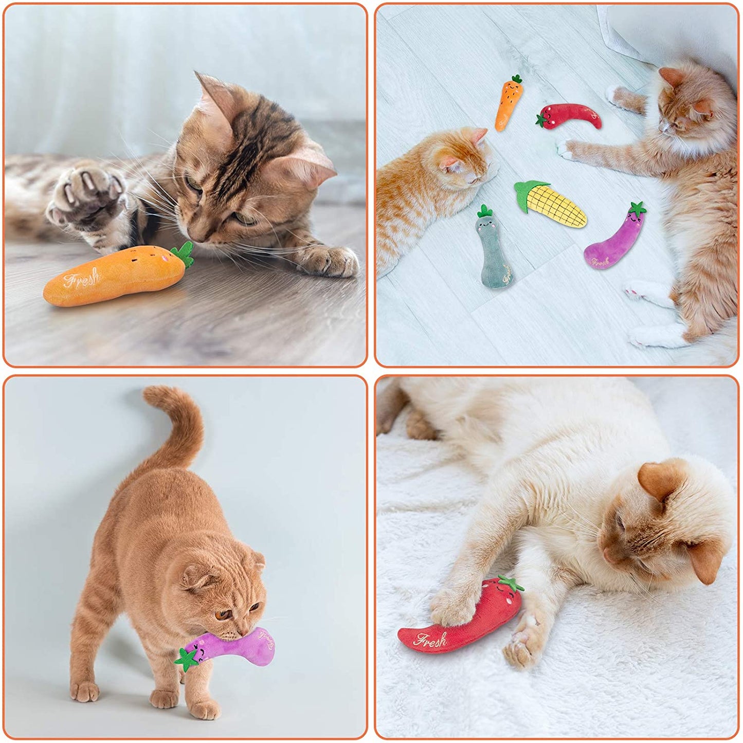 Catnip Cat Toys,5 Pack, Interactive Indoor Kitten Chew Toy Durable and Soft, Cat Nip Kitty Kicker Toys Promotes Exercise