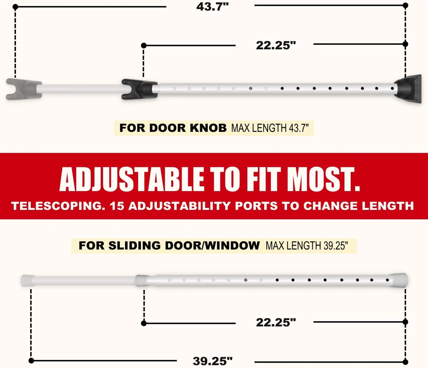 Adjustable Door Stopper Security Bar - High Grade Iron