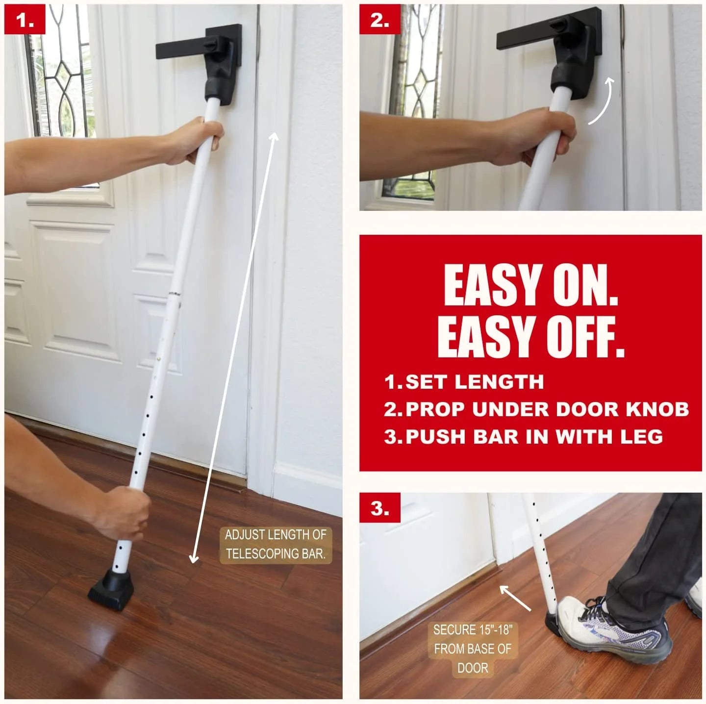 Adjustable Door Stopper Security Bar - High Grade Iron