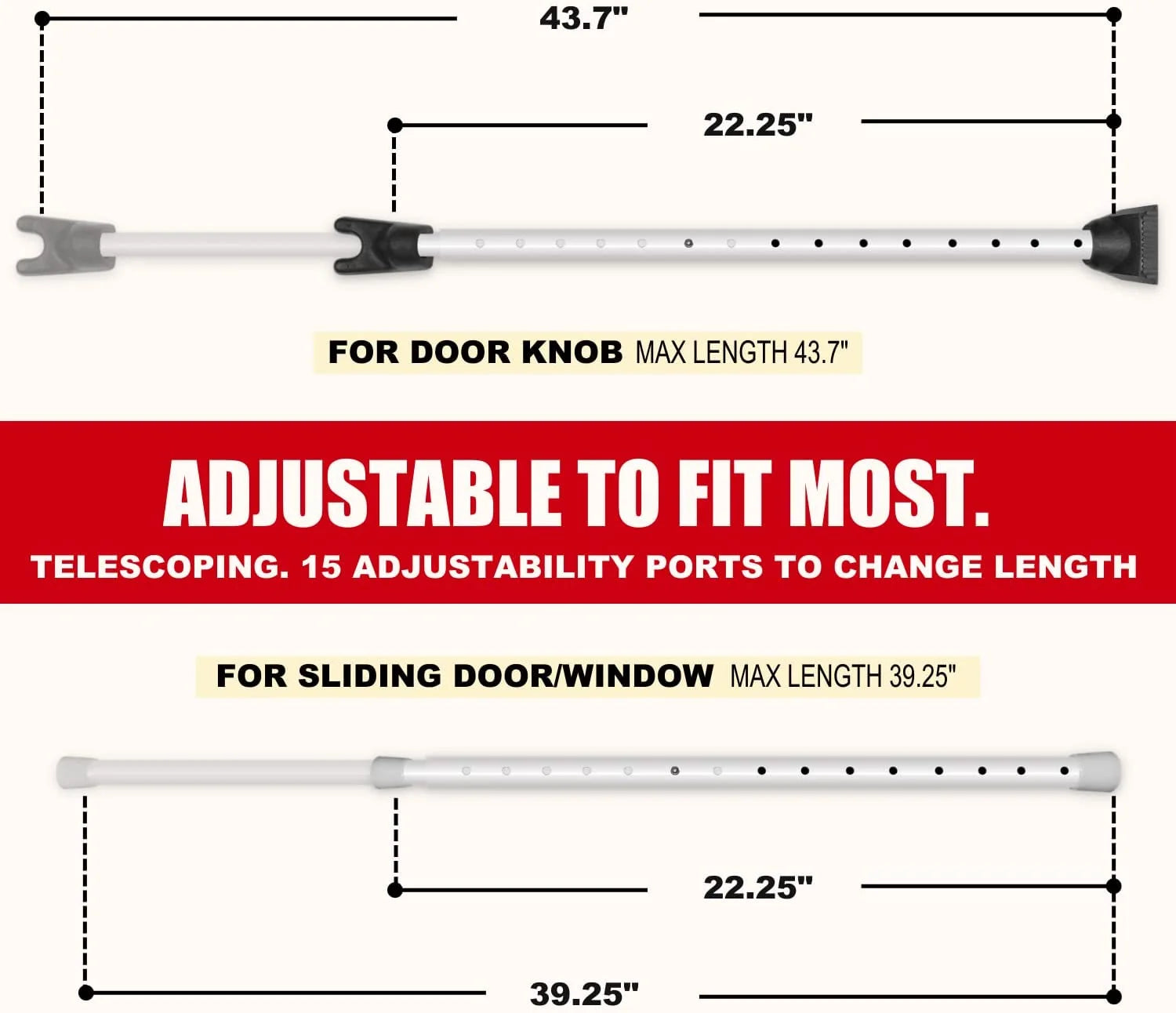 Adjustable Door Stopper Security Bar - High Grade Iron