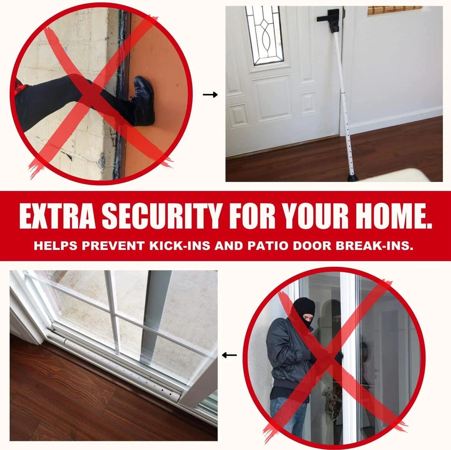 Adjustable Door Stopper Security Bar - High Grade Iron