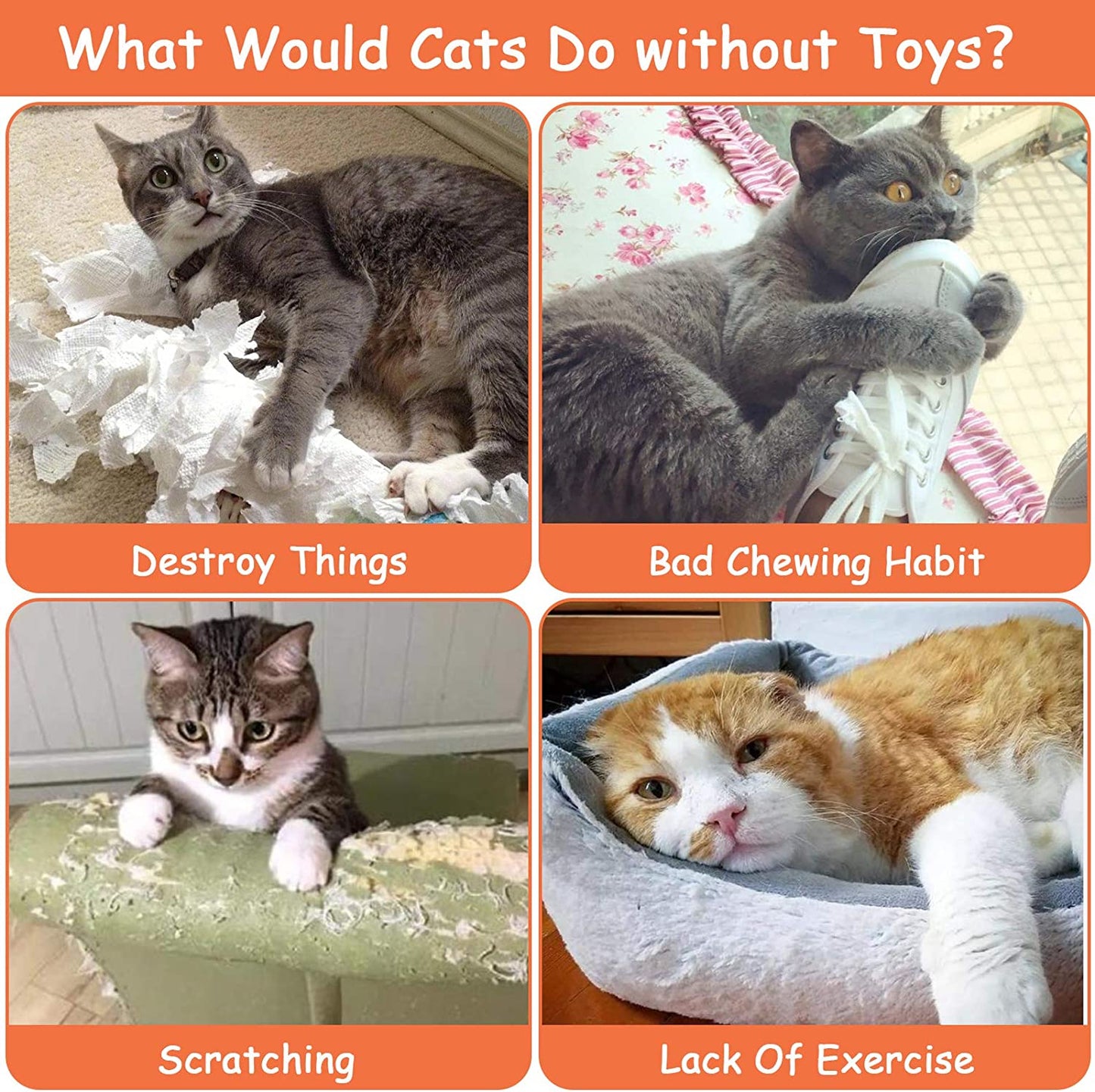 Catnip Cat Toys,5 Pack, Interactive Indoor Kitten Chew Toy Durable and Soft, Cat Nip Kitty Kicker Toys Promotes Exercise