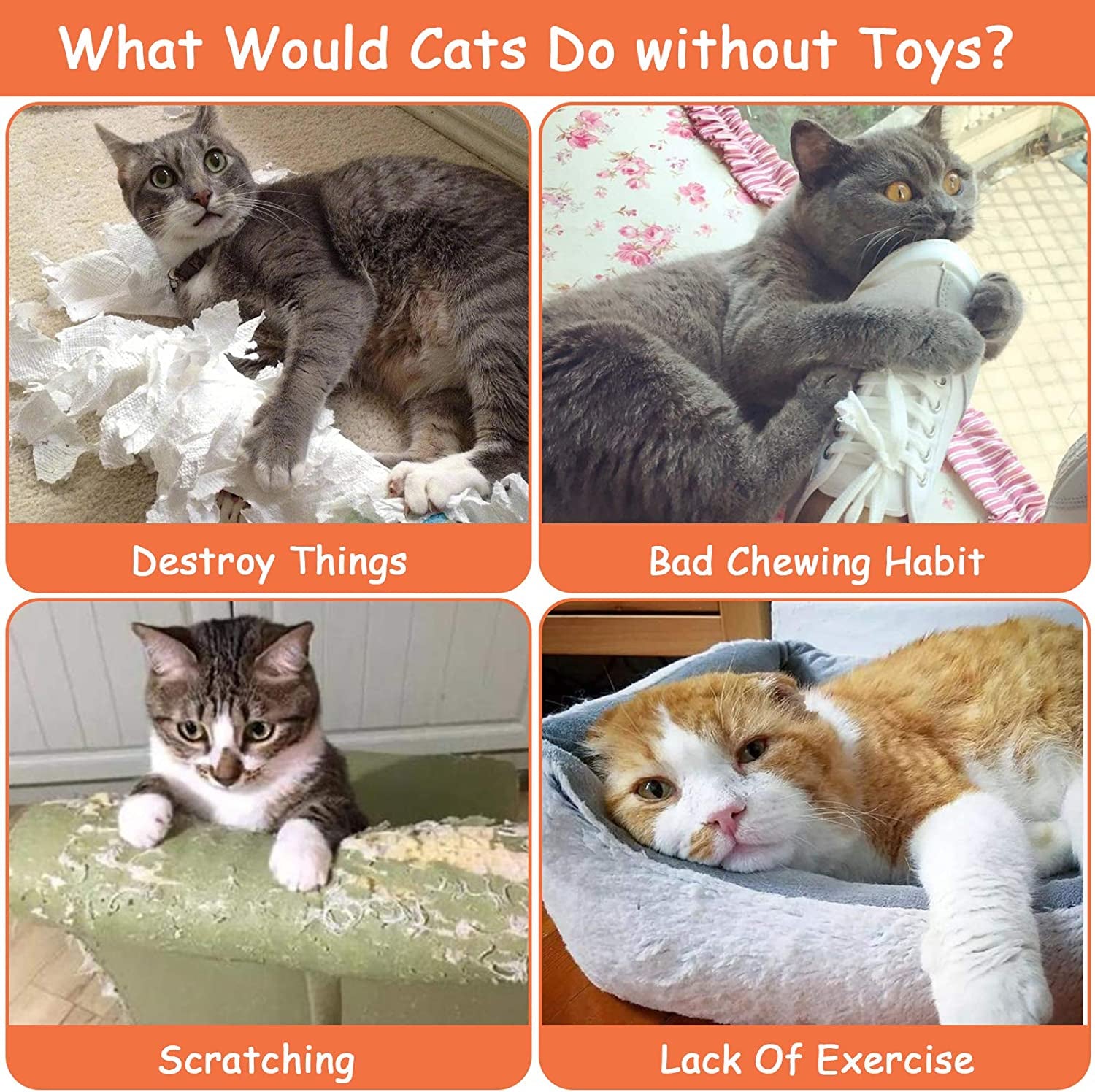 Catnip Cat Toys,5 Pack, Interactive Indoor Kitten Chew Toy Durable and Soft, Cat Nip Kitty Kicker Toys Promotes Exercise